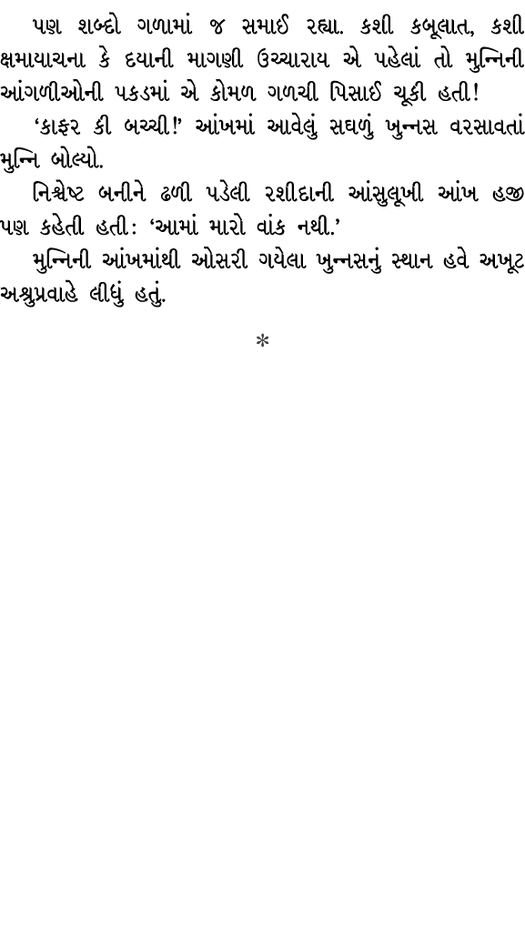 પણ શબ્દો ગળામાં જ સમાઈ રહ્યા. કશી કબૂલાત, કશી ક્ષમાયાચના કે દયાની માગણી ઉચ્ચારાય એ પહેલાં તો મુન્નિની આંગળીઓની પકડમાં...